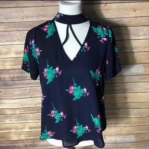 Navy blue floral top